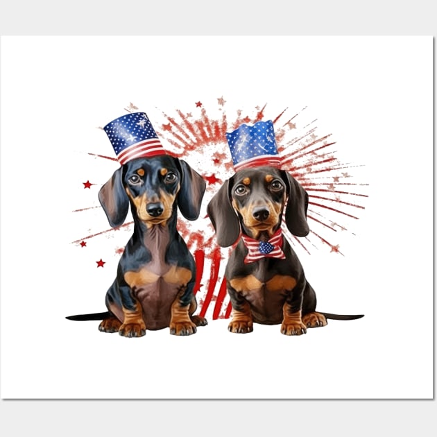 4th of July Dachshund Dogs #1 Wall Art by Chromatic Fusion Studio